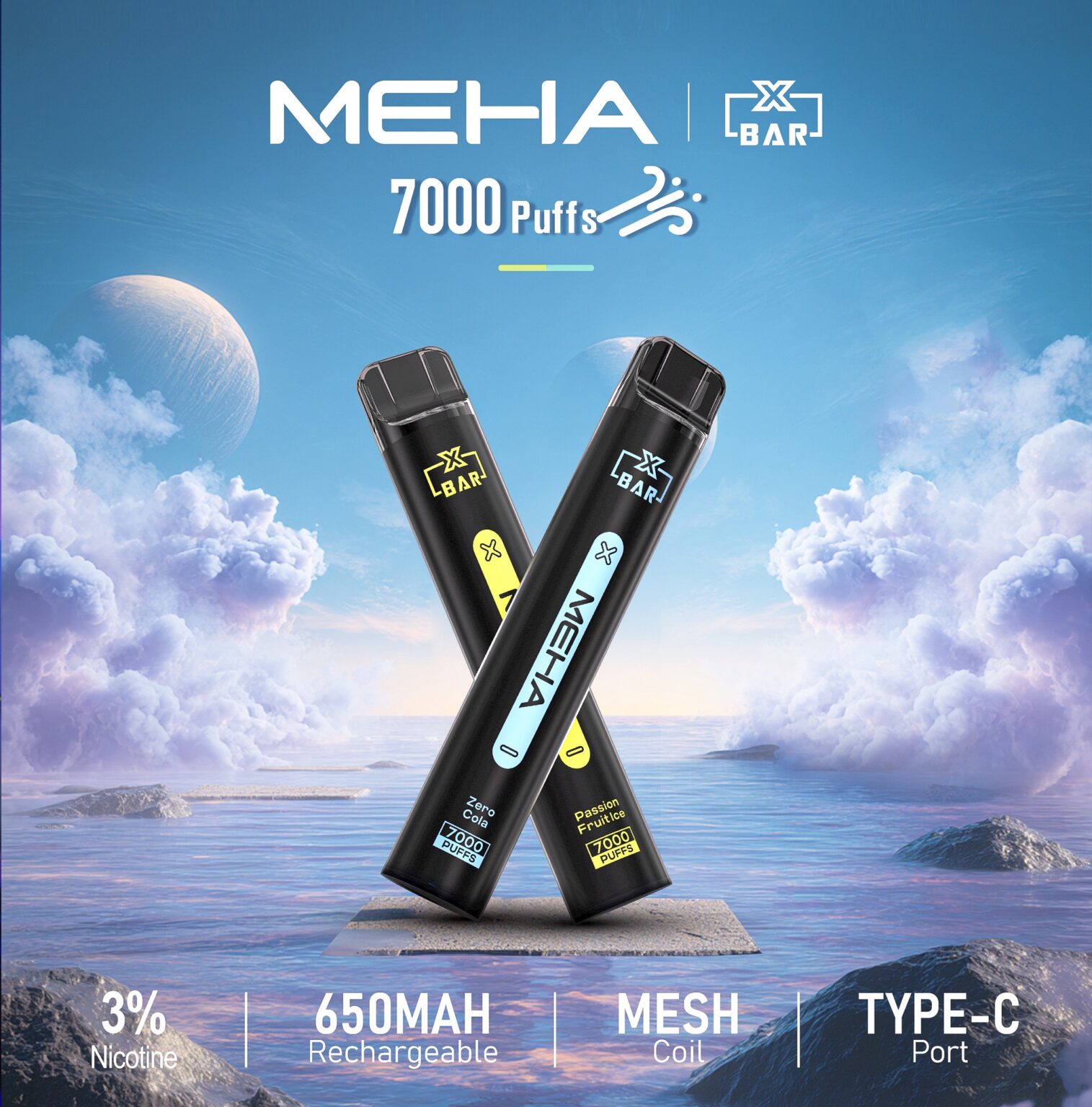 MEHA 魅嗨 VBar 7000 Puffs 拋棄式電子煙 - 喜貝貝 1 MEHA 魅嗨 VBar 7000 Puffs 拋棄式電子煙 - 喜貝貝